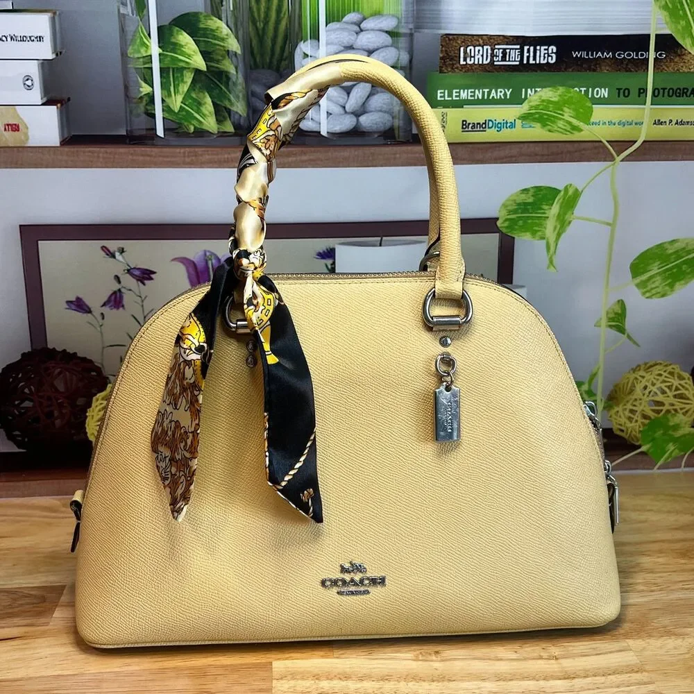Coach Katy Satchel 2553 Vanilla Butter Yellow | Crossgrain Leather Bag - Picture 13 of 13